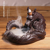 Dehua ceramic smoke backflow aromatherapy stove ornament, large fish dragon changeable backflow incense burner crafts original incense - Toy Collection