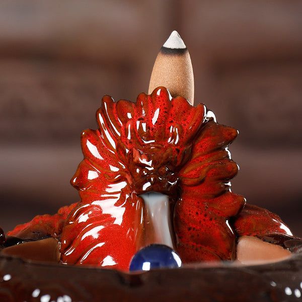 Dragon Ceramic Smoke Backflow Incense Burner, Creative Ashtray Backflow Dragon Aromatherapy Burner Small Home Ornament - Toy Collection