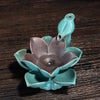 Dust ceramic smoke backflow aromatherapy stove, creative LED colorful lamp lotus backflow sandalwood stove craft ornament - Toy Collection