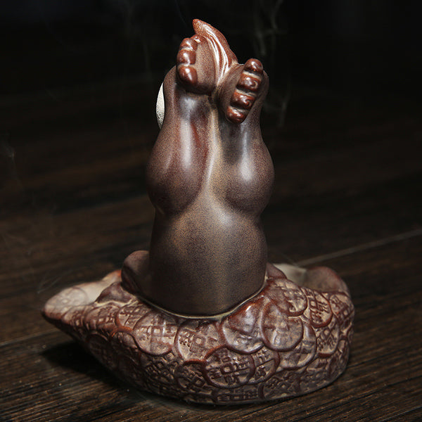 Original ceramic creative reverse aromatherapy stove, antique sandalwood stove attracts wealth Pixiu home decoration - Toy Collection