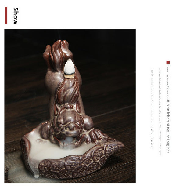 Original ceramic creative reverse aromatherapy stove, antique sandalwood stove attracts wealth Pixiu home decoration - Toy Collection