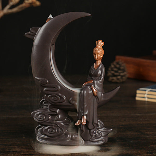 Original, mountains and flowing water, smoke will flow back, sandalwood incense burner reflux incense, Dehua ceramic handicraft ornament - Toy Collection