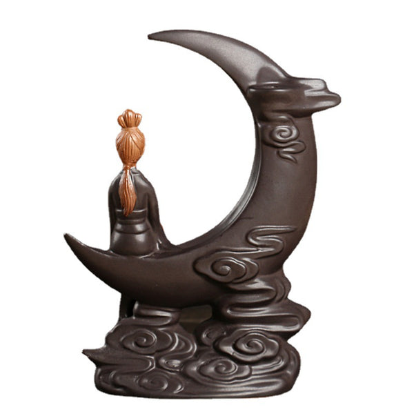 Original, mountains and flowing water, smoke will flow back, sandalwood incense burner reflux incense, Dehua ceramic handicraft ornament - Toy Collection