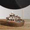 Purple sand stone grinding smoke backflow incense burner, creative lotus fish smoke backflow ornamental aromatherapy burner home decoration - Toy Collection