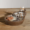 Purple sand stone grinding smoke backflow incense burner, creative lotus fish smoke backflow ornamental aromatherapy burner home decoration - Toy Collection