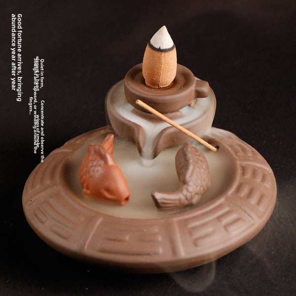 Purple sand stone to run the backflow incense burner, tower incense creativity to turn the world around, smoke backflow ornamental aromatherapy burner - Toy Collection