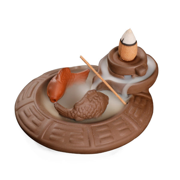 Purple sand stone to run the backflow incense burner, tower incense creativity to turn the world around, smoke backflow ornamental aromatherapy burner - Toy Collection