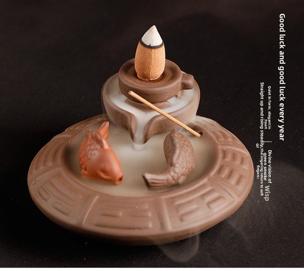 Purple sand stone to run the backflow incense burner, tower incense creativity to turn the world around, smoke backflow ornamental aromatherapy burner - Toy Collection