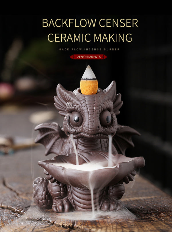 Hot-selling models, European home accessories, creative small ornaments, dinosaur baby smoke backflow incense burner - Toy Collection