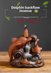 Purple sand viewing tower cigarette backflow incense burner creative marine animal dolphin sandalwood backflow aromatherapy burner ornament - Toy Collection