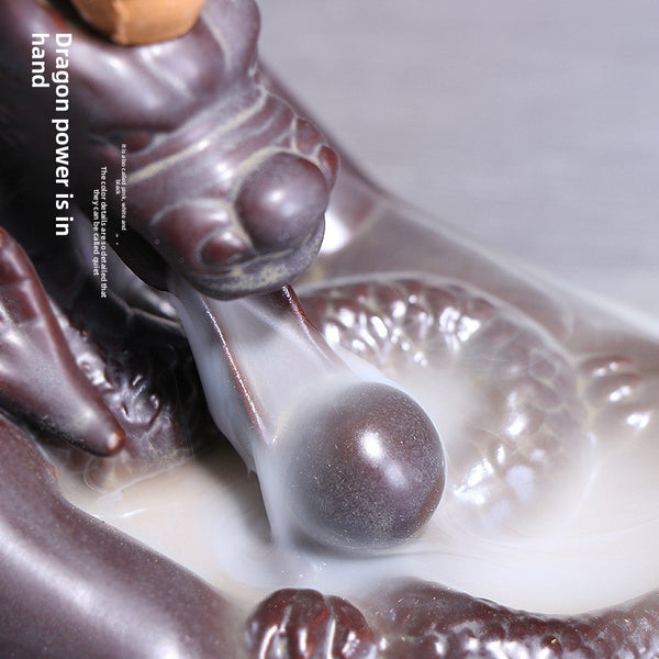 Quiet dust, creative ceramic backflow incense burner ornament aromatherapy burner, the dragon is in control, the original ceramic smoke backflow incense burner - Toy Collection