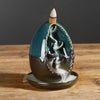 New Ceramic Blue Left and Right Egg Shaped Ornamental Smoke Backflow Aromatherapy Burner Crafts Ceramic Incense Burner - Toy Collection