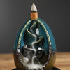 New Ceramic Blue Left and Right Egg Shaped Ornamental Smoke Backflow Aromatherapy Burner Crafts Ceramic Incense Burner - Toy Collection