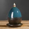 New Ceramic Blue Left and Right Egg Shaped Ornamental Smoke Backflow Aromatherapy Burner Crafts Ceramic Incense Burner - Toy Collection