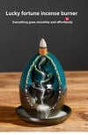New Ceramic Blue Left and Right Egg Shaped Ornamental Smoke Backflow Aromatherapy Burner Crafts Ceramic Incense Burner - Toy Collection