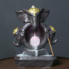 Ceramic Elephant Backflow Incense Burner, Creative LED Light Elephant God Aromatherapy Burner Backflow Smoke Home Ornament - Toy Collection