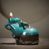Quiet dust, Dehua ceramic smoke backflow aromatherapy burner, blue Zuofengyuan gourd backflow incense burner crafts - Toy Collection