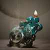 Quiet dust, Dehua ceramic smoke backflow aromatherapy burner, blue Zuofengyuan gourd backflow incense burner crafts - Toy Collection