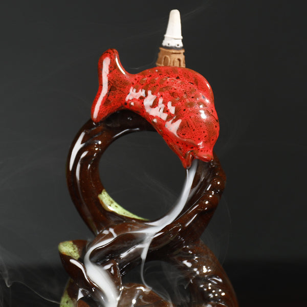 Purple sand backflow incense burner has fish incense burner creativity every year, lotus pond night backflow sandalwood burner home crafts - Toy Collection
