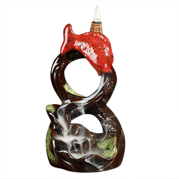 Purple sand backflow incense burner has fish incense burner creativity every year, lotus pond night backflow sandalwood burner home crafts - Toy Collection