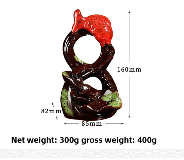 Purple sand backflow incense burner has fish incense burner creativity every year, lotus pond night backflow sandalwood burner home crafts - Toy Collection