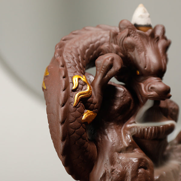 New Purple Sand Dragon Backflow Incense Burner Ornamental Smoke Backflow Burner Large Dragon Backflow Incense Burner Home Ornament Original - Toy Collection
