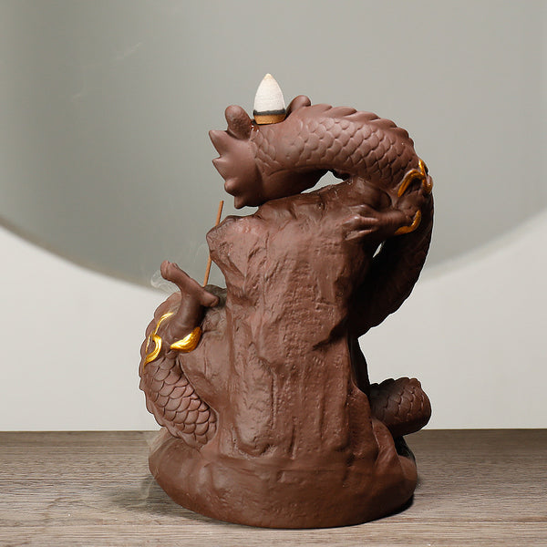 New Purple Sand Dragon Backflow Incense Burner Ornamental Smoke Backflow Burner Large Dragon Backflow Incense Burner Home Ornament Original - Toy Collection
