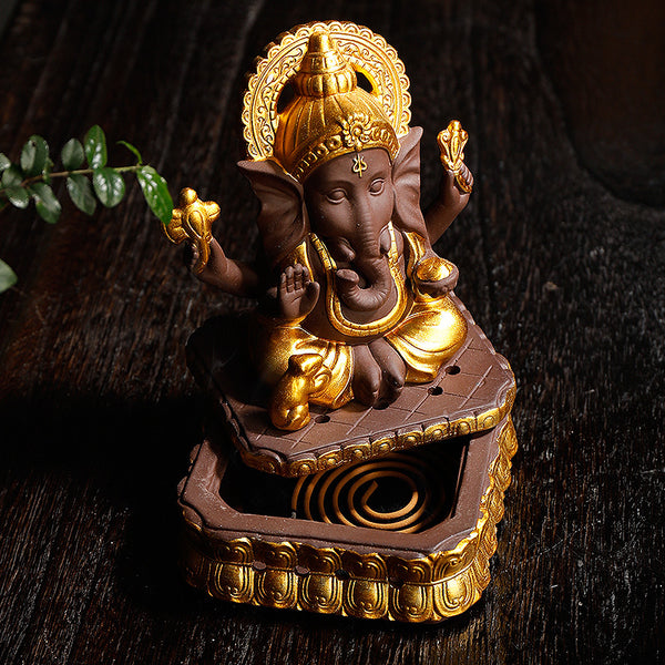 Indian elephant disc incense burner incense utensils, creative animal Taixiang agarwood aromatherapy burner ornament - Toy Collection