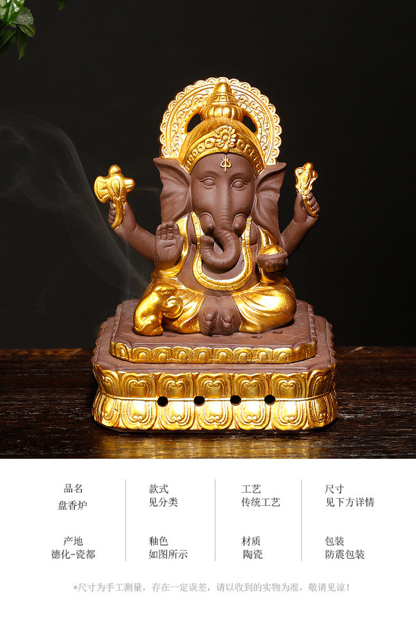 Indian elephant disc incense burner incense utensils, creative animal Taixiang agarwood aromatherapy burner ornament - Toy Collection