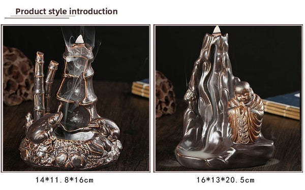 Backflow incense burner, tea ceremony incense burner, ceramic incense burner, smoke backflow incense burner, pagoda golden incense burner - Toy Collection