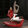 Quiet Dust, Ceramic Red Bergamot Lotus Tathagata Backflow Aromatherapy Burner Home Ornament Original - Toy Collection