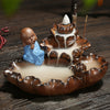 Original ceramic backflow incense burner, lotus pond moonlight aromatherapy burner, antique mountain and flowing water incense road creative ornament - Toy Collection