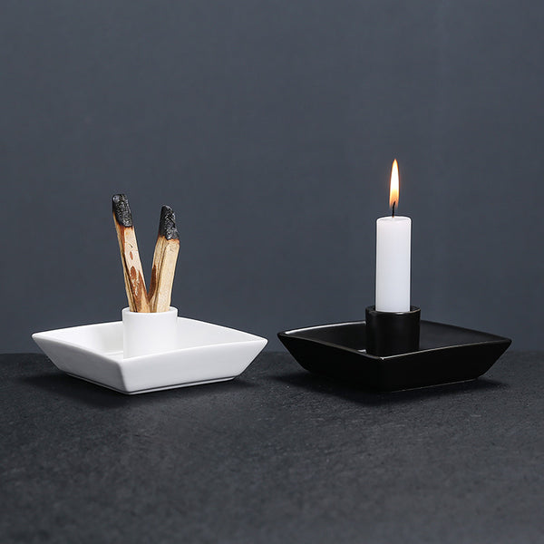 Ceramic Black and White Peruvian Wood Fragrance Holder Soot Collector Candle Holder Nordic Scented Candle Tool Tray - Toy Collection