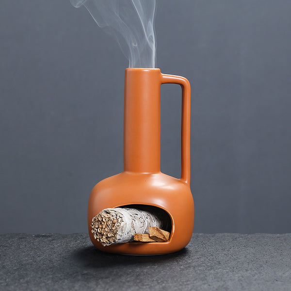 Palo santo holder Peruvian sage burning tray handle ceramic bottle holder incense burner - Toy Collection