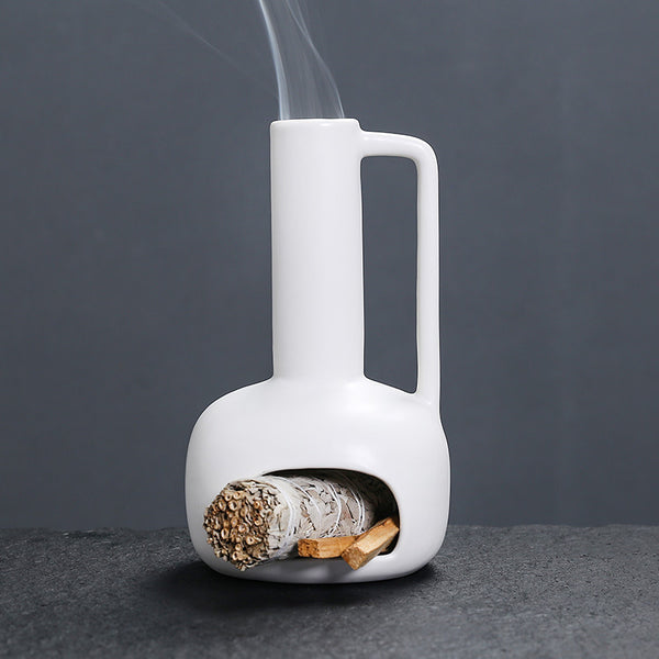 Palo santo holder Peruvian sage burning tray handle ceramic bottle holder incense burner - Toy Collection