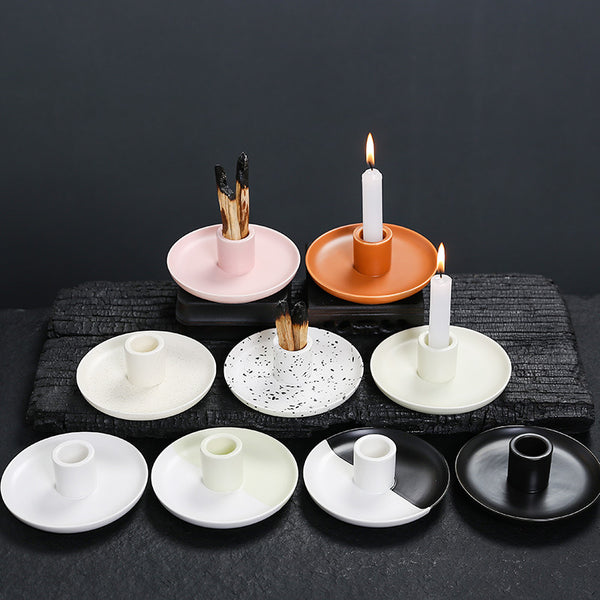 Nordic ins style simple candle holder Peruvian wood incense ornament, creative ceramic atmosphere candle holder household tray - Toy Collection