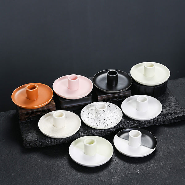 Nordic ins style simple candle holder Peruvian wood incense ornament, creative ceramic atmosphere candle holder household tray - Toy Collection