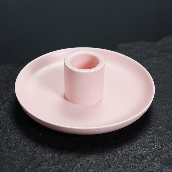 Nordic ins style simple candle holder Peruvian wood incense ornament, creative ceramic atmosphere candle holder household tray - Toy Collection