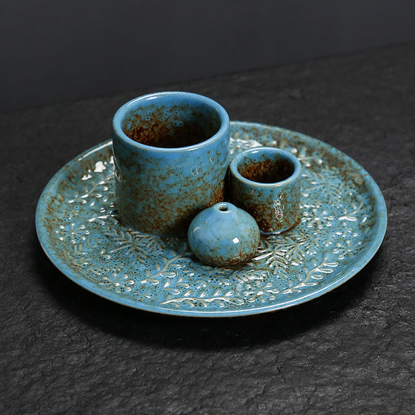Ceramic incense burner candle holder peru holy wood burning bracket palo santo holder sage tray - Toy Collection