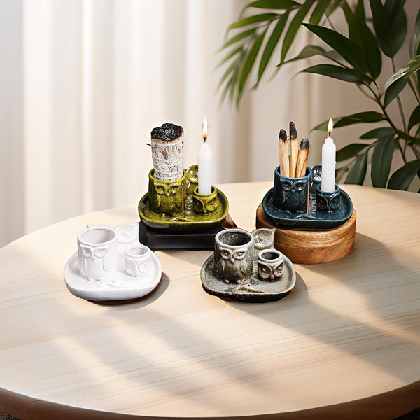 Kiln-changed ceramic candle tray American owl sage Peru holy wood burning bracket incense incense holder - Toy Collection