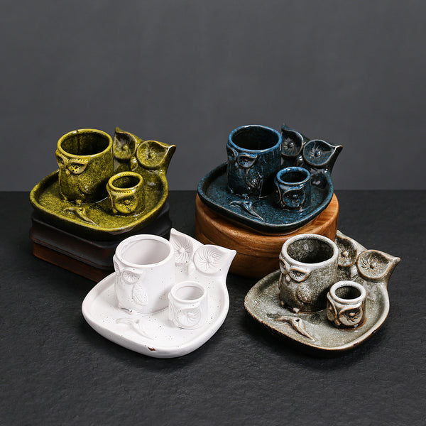 Kiln-changed ceramic candle tray American owl sage Peru holy wood burning bracket incense incense holder - Toy Collection