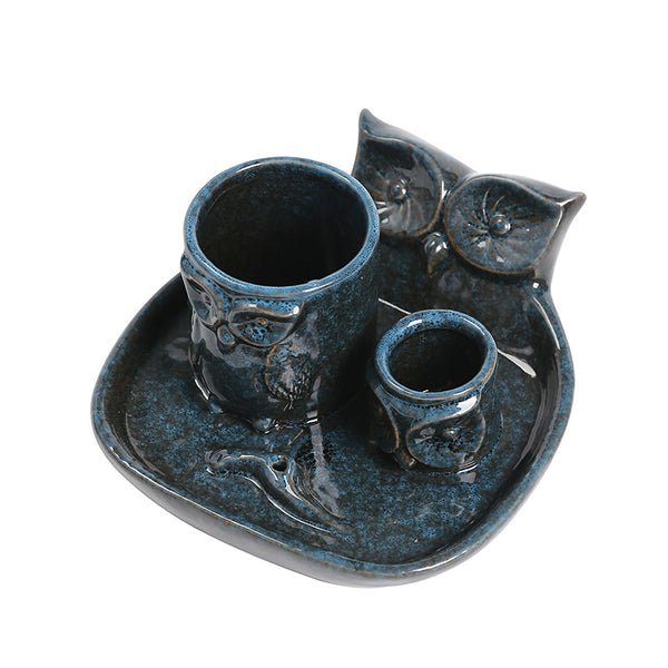 Kiln-changed ceramic candle tray American owl sage Peru holy wood burning bracket incense incense holder - Toy Collection