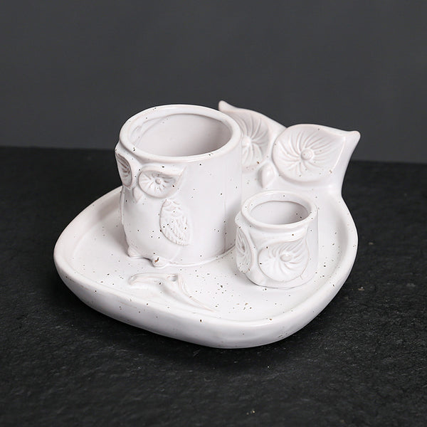 Kiln-changed ceramic candle tray American owl sage Peru holy wood burning bracket incense incense holder - Toy Collection