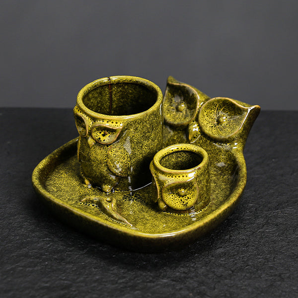 Kiln-changed ceramic candle tray American owl sage Peru holy wood burning bracket incense incense holder - Toy Collection