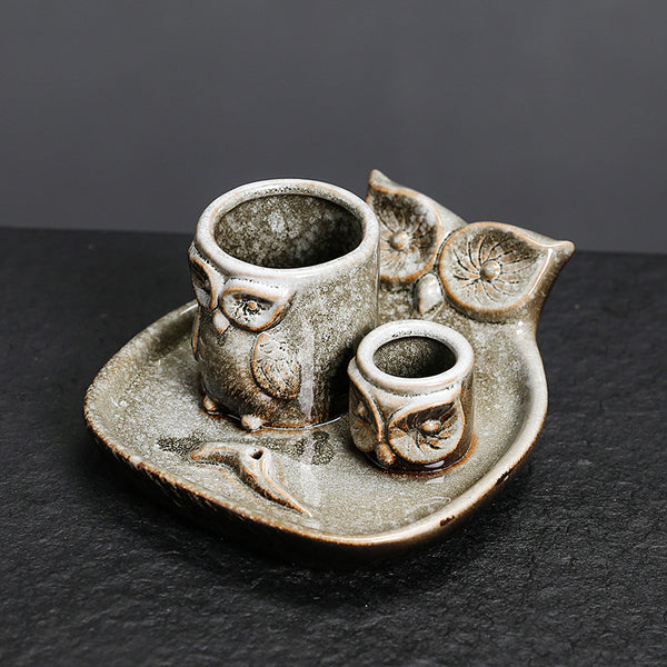 Kiln-changed ceramic candle tray American owl sage Peru holy wood burning bracket incense incense holder - Toy Collection