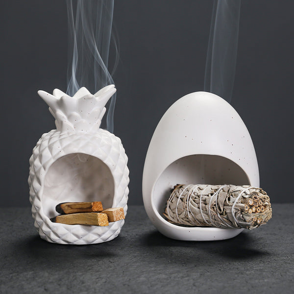 European ceramic atmosphere layout crafts pineapple aromatherapy stove creative eggshell peruvian holy wood burning bracket tray - Toy Collection