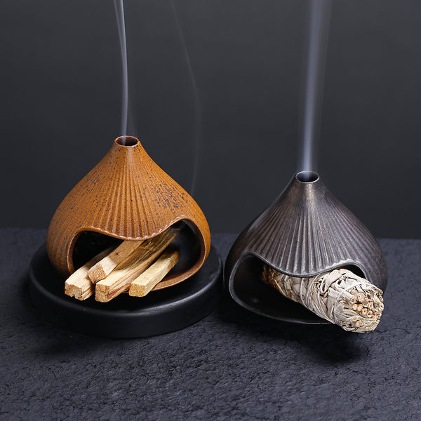 Ceramic Incense Mount Fuji Small Fireplace Cedar Sage Aromatherapy Burner Sacred Wood Purification Incense Burner Household Atmosphere Ornament - Toy Collection