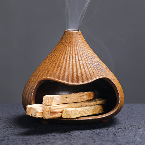 Ceramic Incense Mount Fuji Small Fireplace Cedar Sage Aromatherapy Burner Sacred Wood Purification Incense Burner Household Atmosphere Ornament - Toy Collection