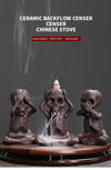 Original purple sand backflow incense burner Halloween gift, American skull head ghost backflow incense incense burner ornament - Toy Collection