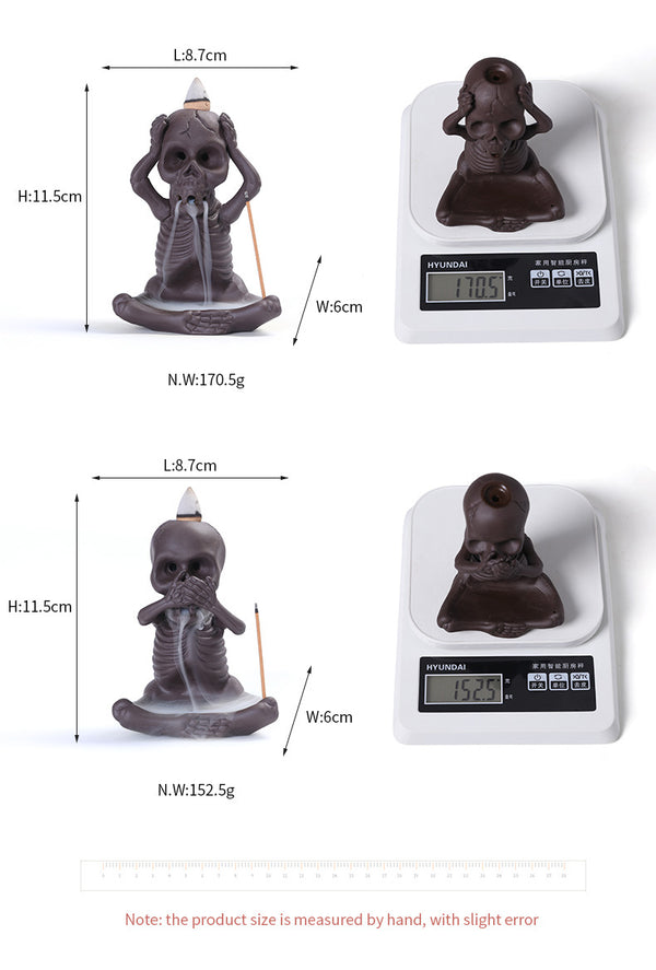 Original purple sand backflow incense burner Halloween gift, American skull head ghost backflow incense incense burner ornament - Toy Collection